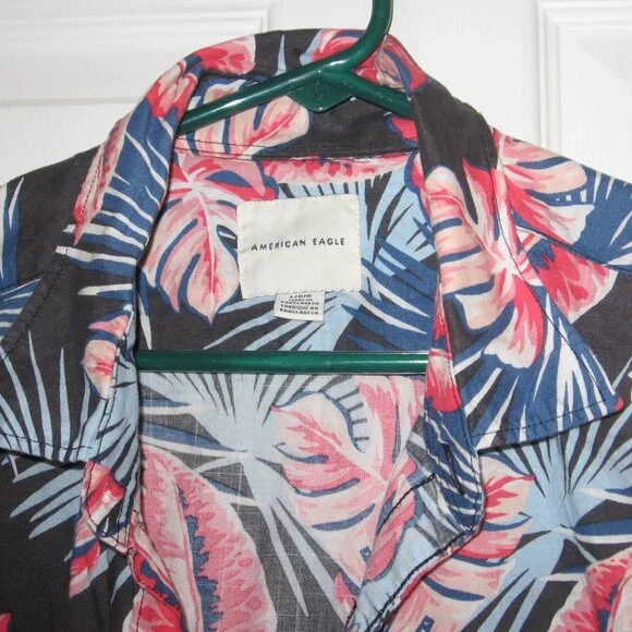 Vintage American Eagle Floral Hawaiian Shirt Men's Size Large - Picture 2 of 3